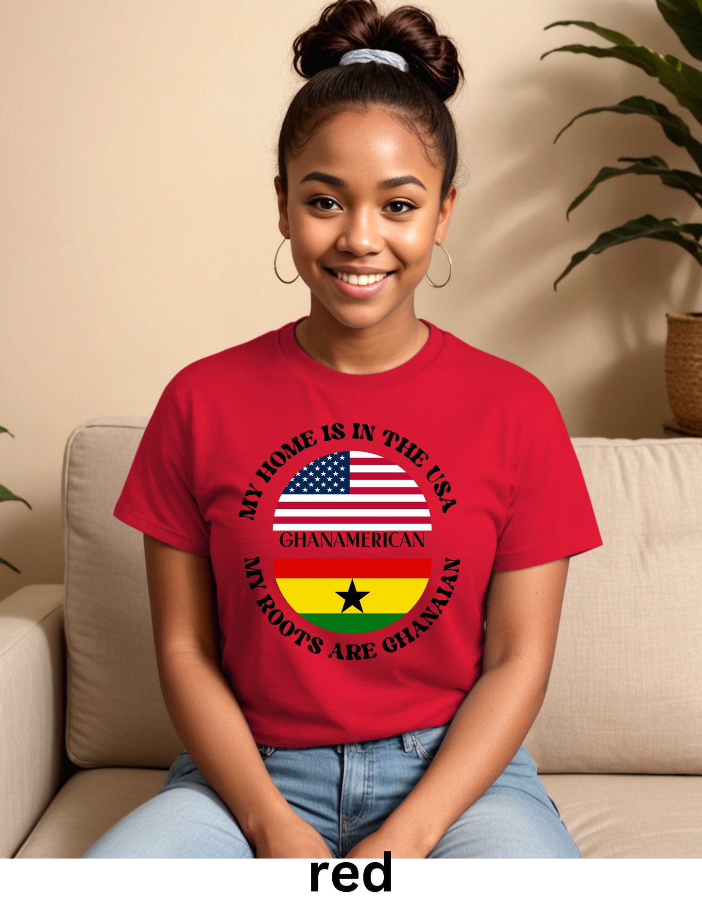 Home is USA My Roots Ghanaian unisex dual nationality patriotic sweatshirt or Tshirt (Copy) (Copy)