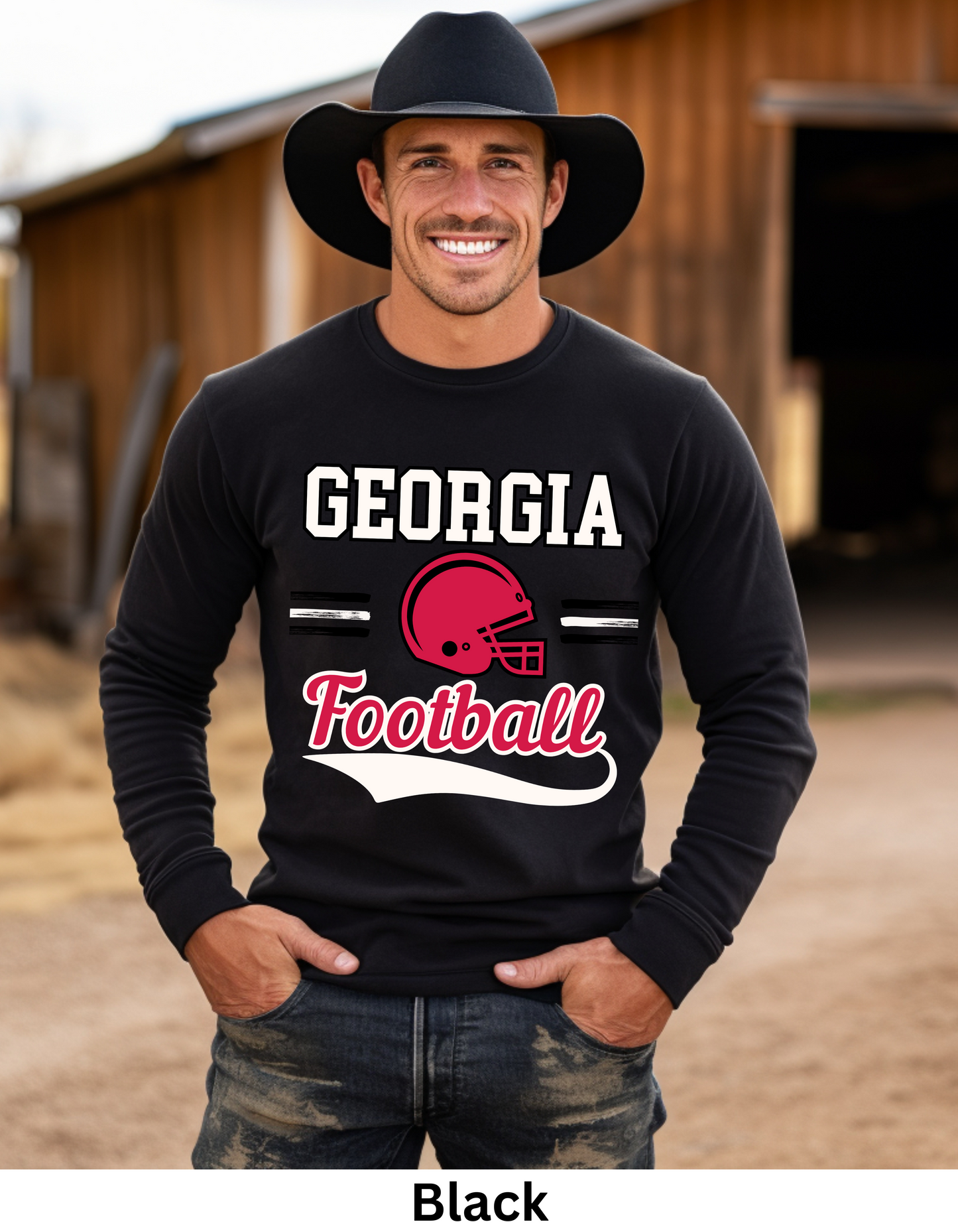 Georgia vintage style college football sweatshirt or tshirts and shiny football (Copy) (Copy) (Copy)