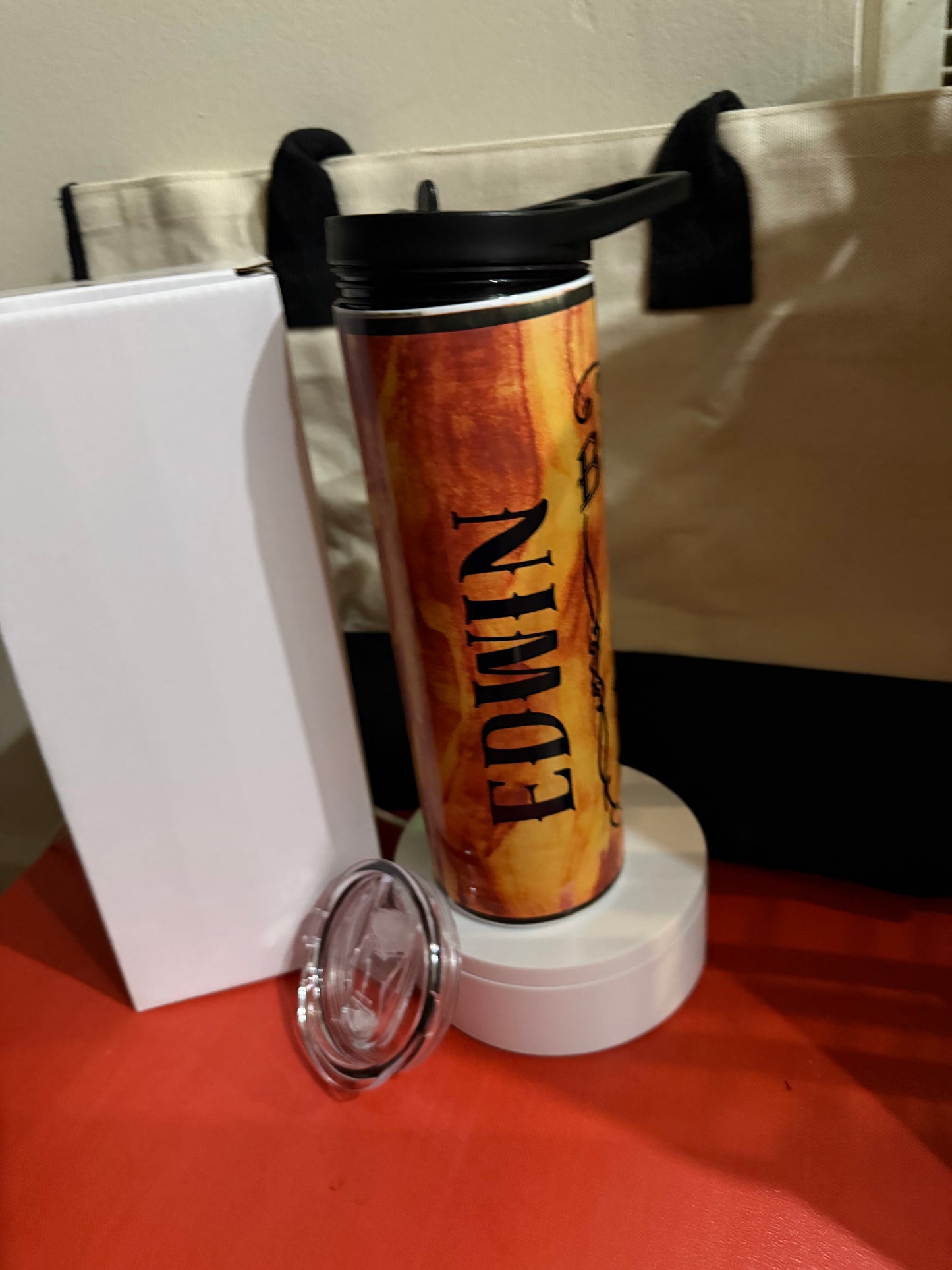 Personalized Dad the man the myth the legend. 20oz tumbler with fun. whiskey background year gift