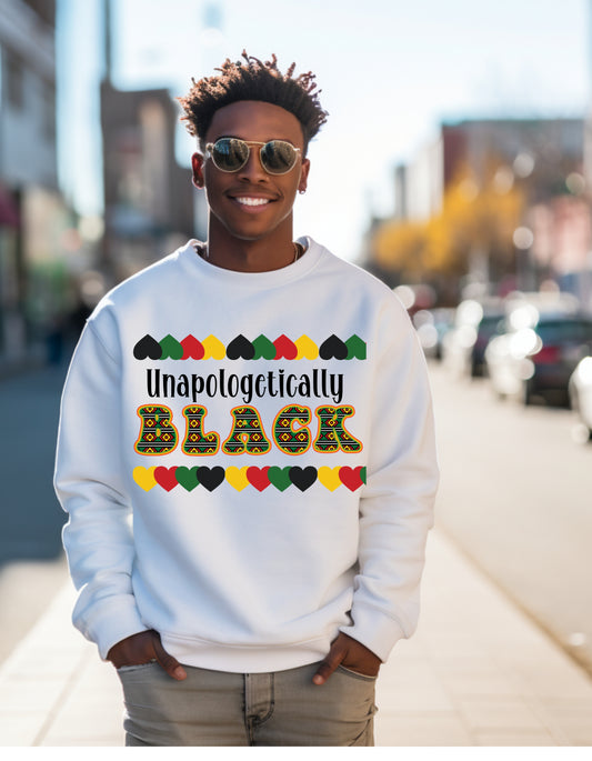 Unapologetically black in black history colors with African fabric print letters,unisex comfortable fit