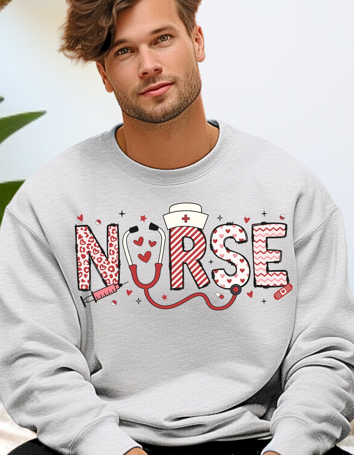 Nurse with heart valentines with bow and stethoscopes valentines sweatshirt or tshirt unisex comfortable fit (Copy) (Copy) (Copy)