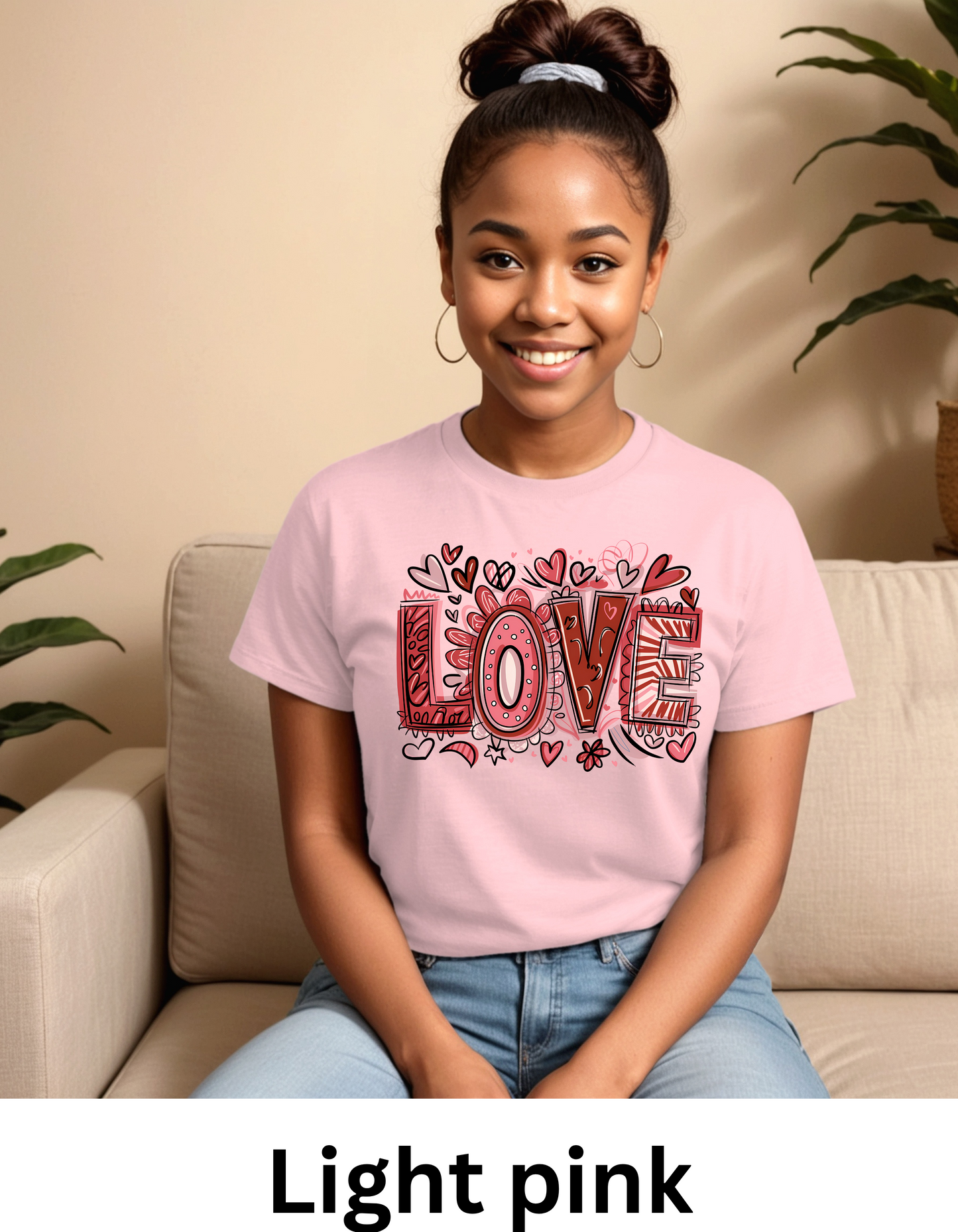 LOVE with many little hearts decorated by valentines sweatshirt or tshirt unisex comfortable fit (Copy) (Copy)