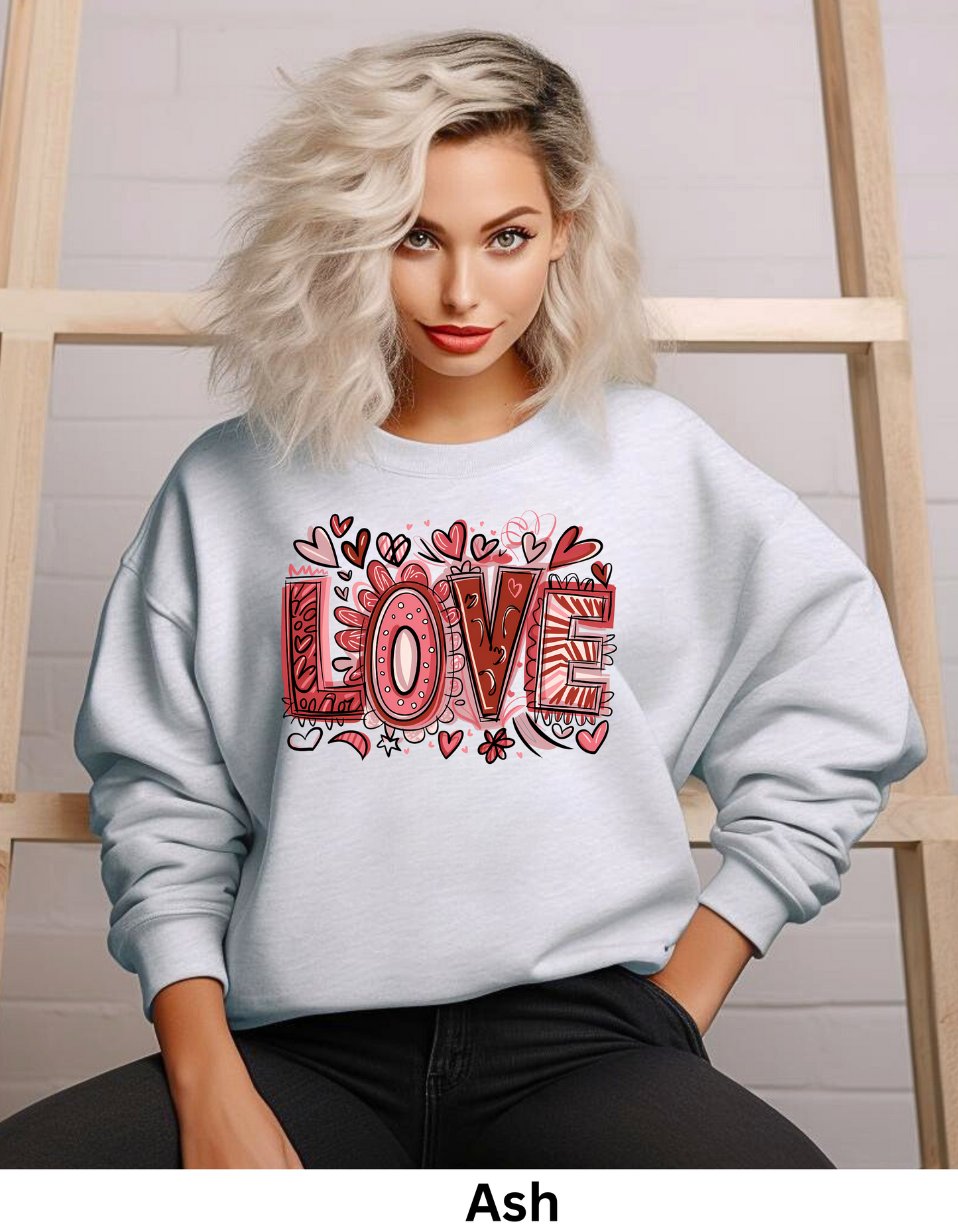 LOVE with many little hearts decorated by valentines sweatshirt or tshirt unisex comfortable fit (Copy) (Copy)