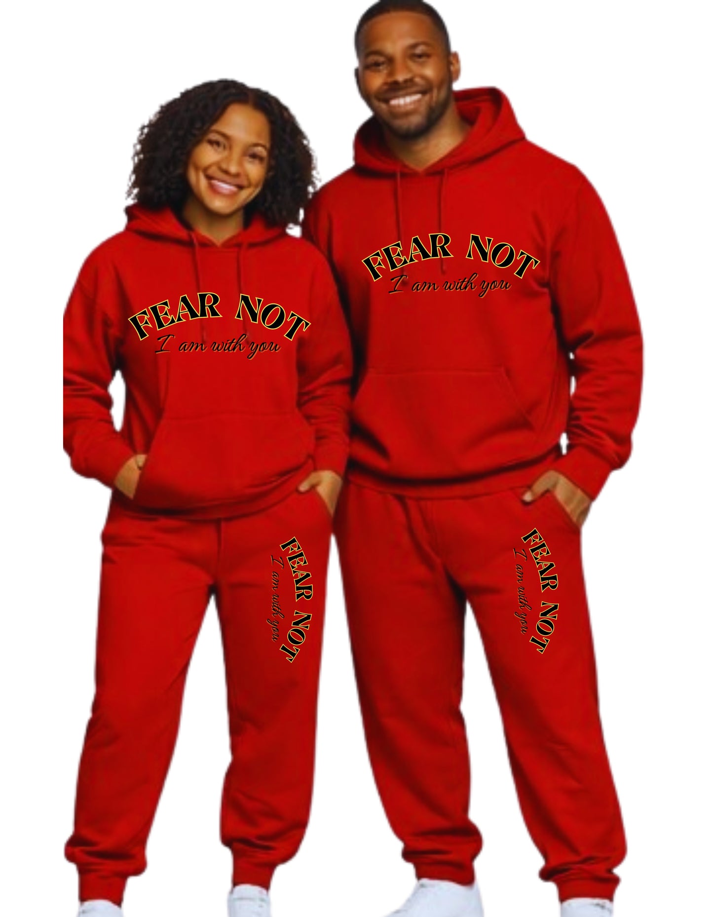 Inspirational  English Biblical verse Fear Not  I am with you fleece lined know comfortable sweatpant (Copy)