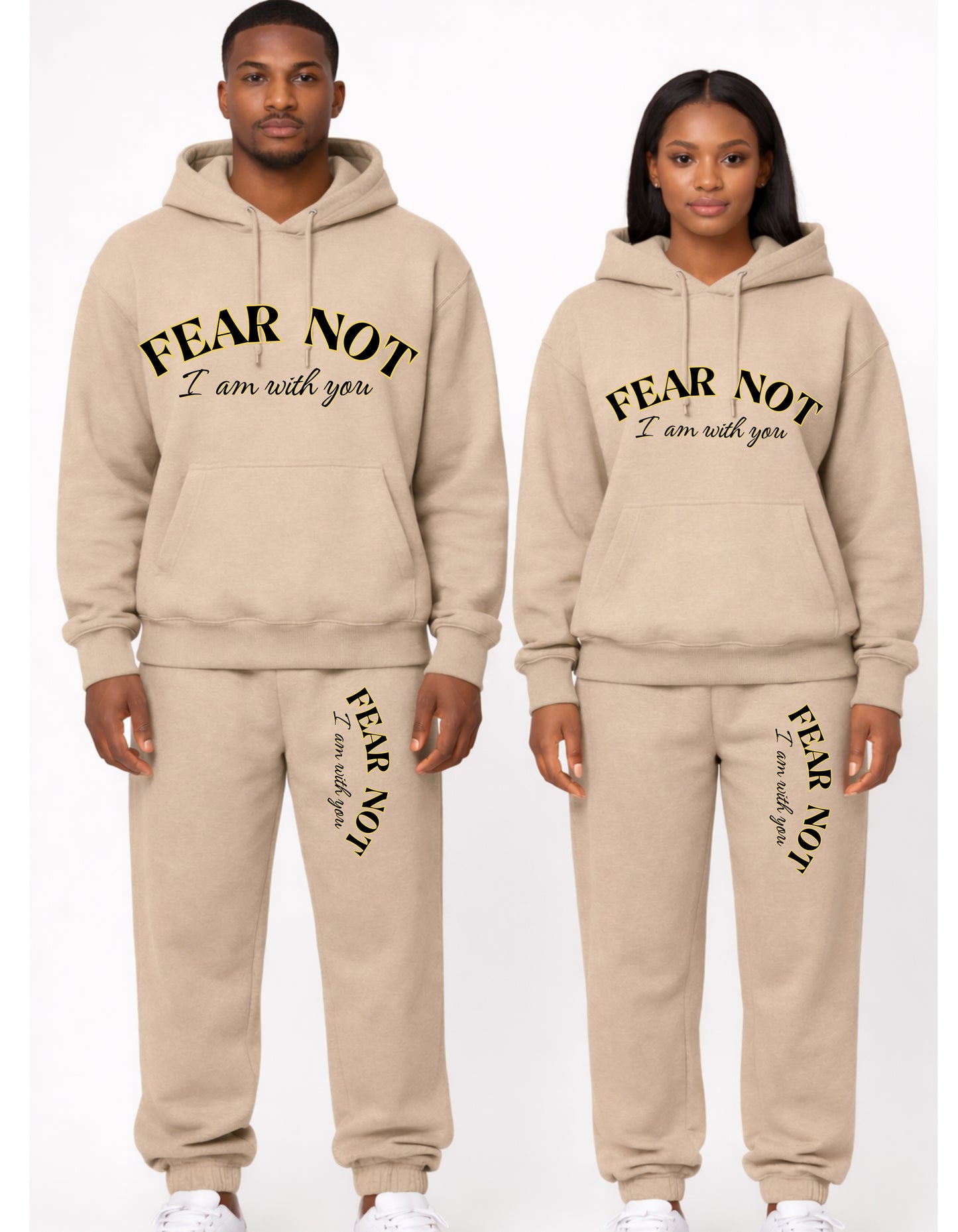 Inspirational  English Biblical verse Fear Not  I am with you fleece lined know comfortable sweatpant (Copy)
