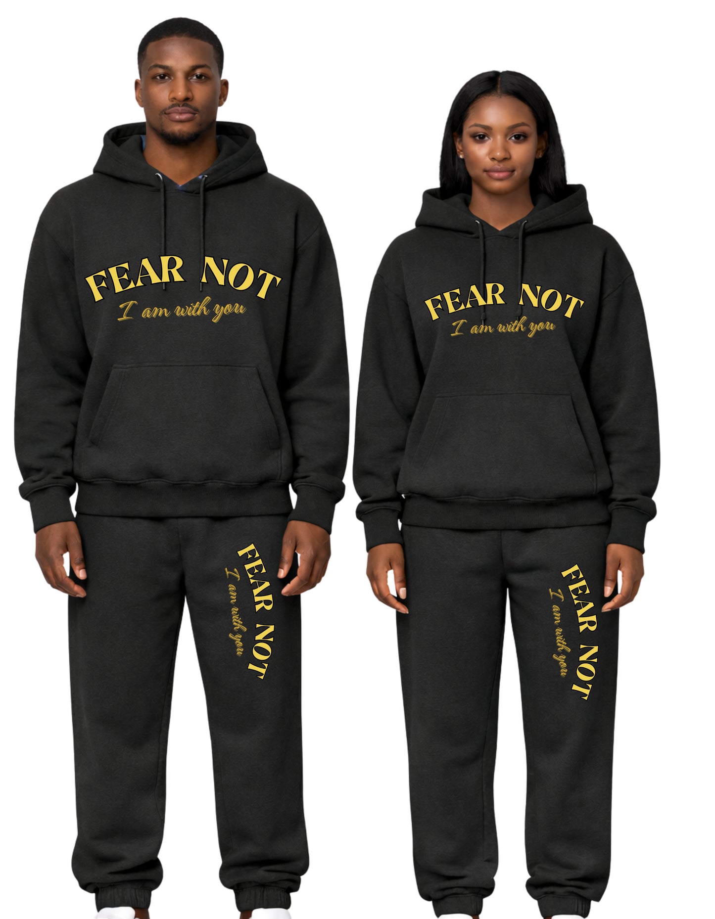 Inspirational  English Biblical verse Fear Not  I am with you fleece lined know comfortable sweatpant (Copy)