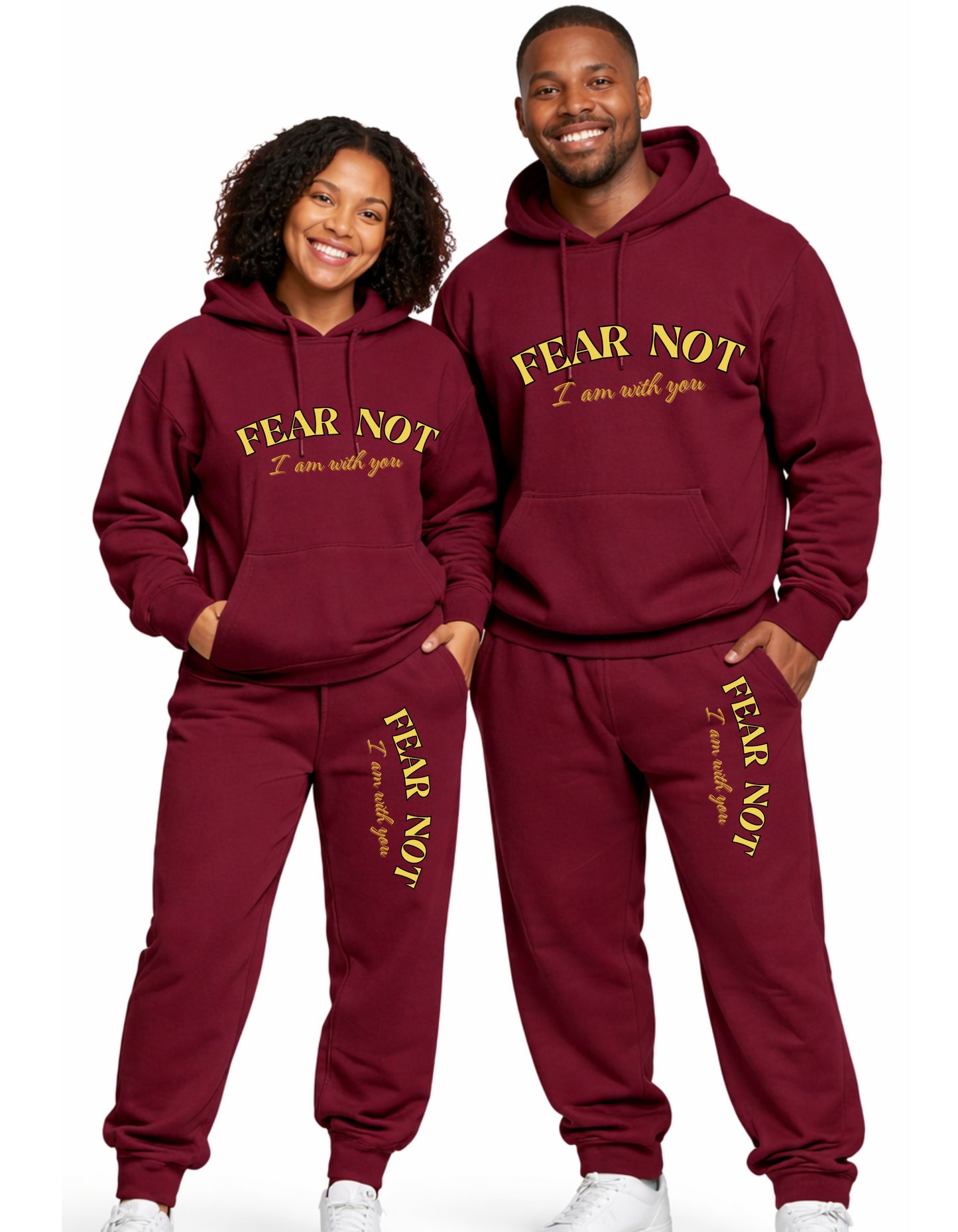 Inspirational  English Biblical verse Fear Not  I am with you fleece lined know comfortable sweatpant (Copy)