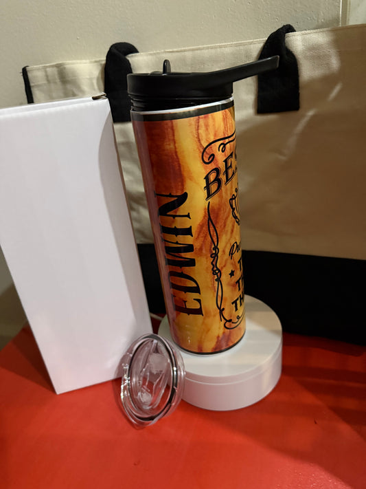 Personalized Dad the man the myth the legend.   20oz tumbler with fun.  whiskey background year gift