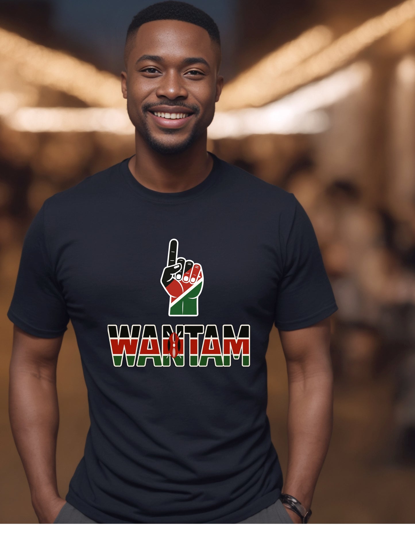 Wantam one term with Kenya flag finger fist patriotic sweatshirt or Tshirt (Copy)