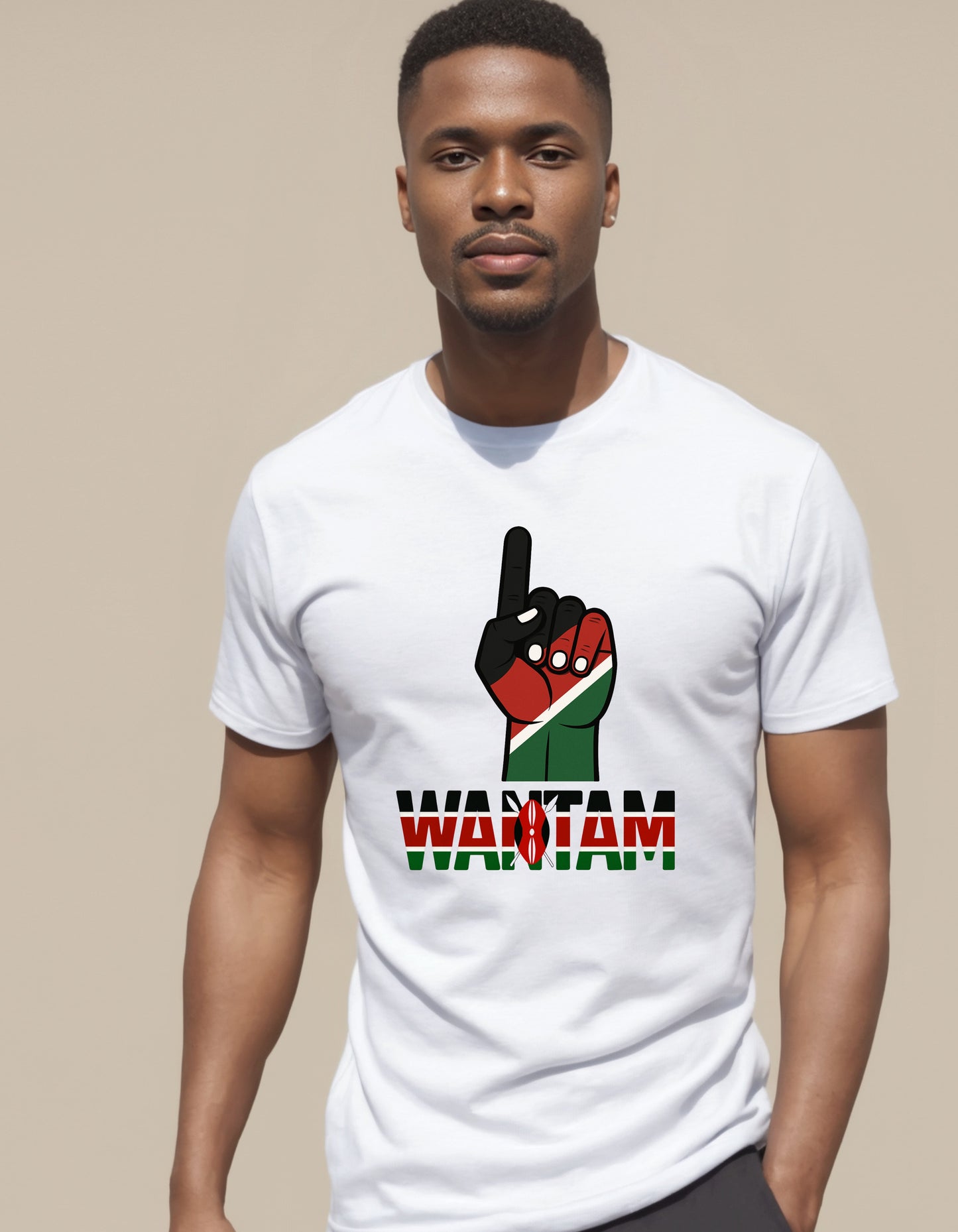 Wantam one term with Kenya flag finger fist patriotic sweatshirt or Tshirt (Copy)