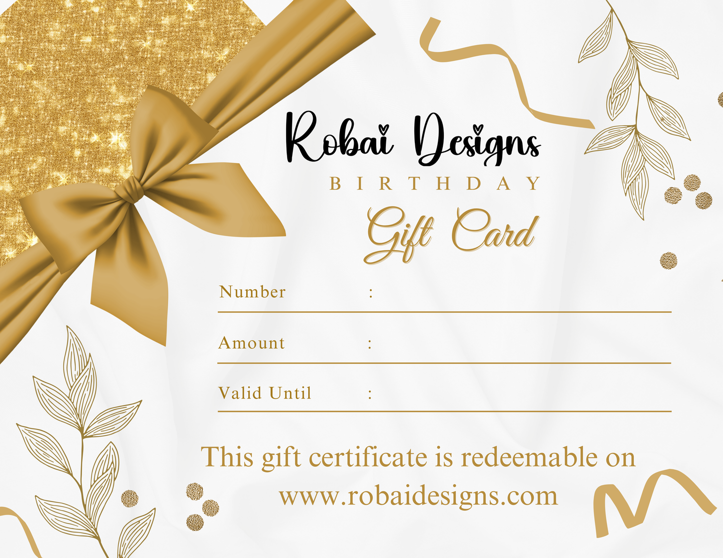 Robai Designs Gift card for all occasions